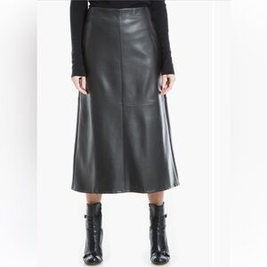 Max Studio Black Faux Leather Midi Skirt